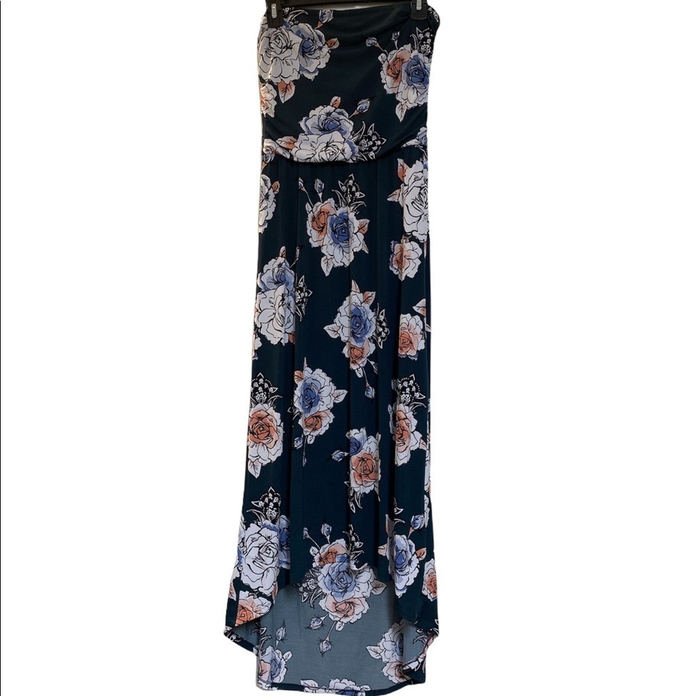 Maurice’s dress strapless high/low fit/flare style maxi floral print size small